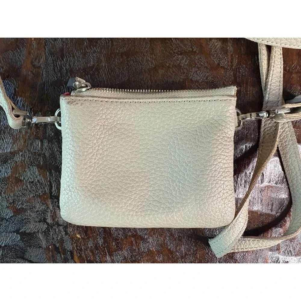 Hammitt Crossbody Wallet Mini Purse Pebbled Leather Red Lining Silver Hardware
